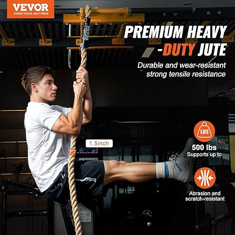 VEVOR Gym Climbing Rope, 1.5" Diameter Mutiple Length Gym Fitness Training Rope, Adult Training Rope, DIY Decorations for Home & Pets - Image 4