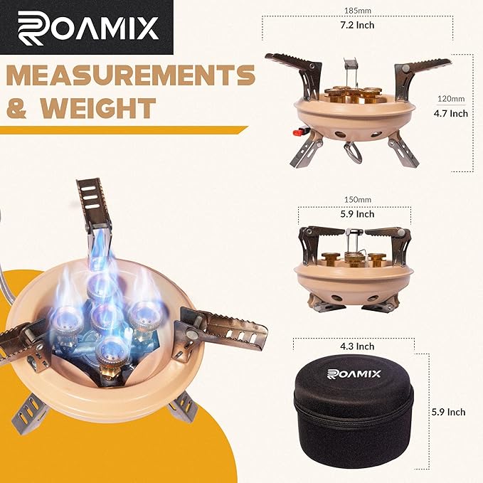 Roamix 54,500 BTU Multi-Fuel Portable Camping Stove – 16,000W Collapsible Windproof Burner with Fuel Canister Adapter & Carrying Case for Outdoor Cooking, Backpacking & Emergency Use - Image 2