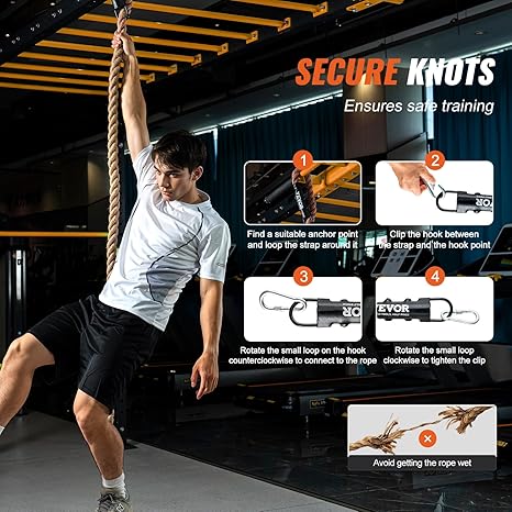 VEVOR Gym Climbing Rope, 1.5" Diameter Mutiple Length Gym Fitness Training Rope, Adult Training Rope, DIY Decorations for Home & Pets - Image 3